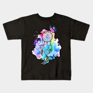 Colorful Butterflies around DreamCatcher Kids T-Shirt